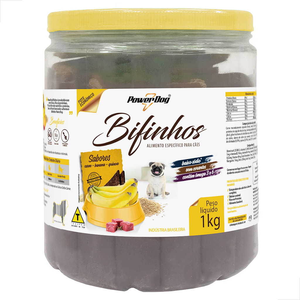 Petisco Para Cachorro Bifinho Carne Banana Quinoa 1kg