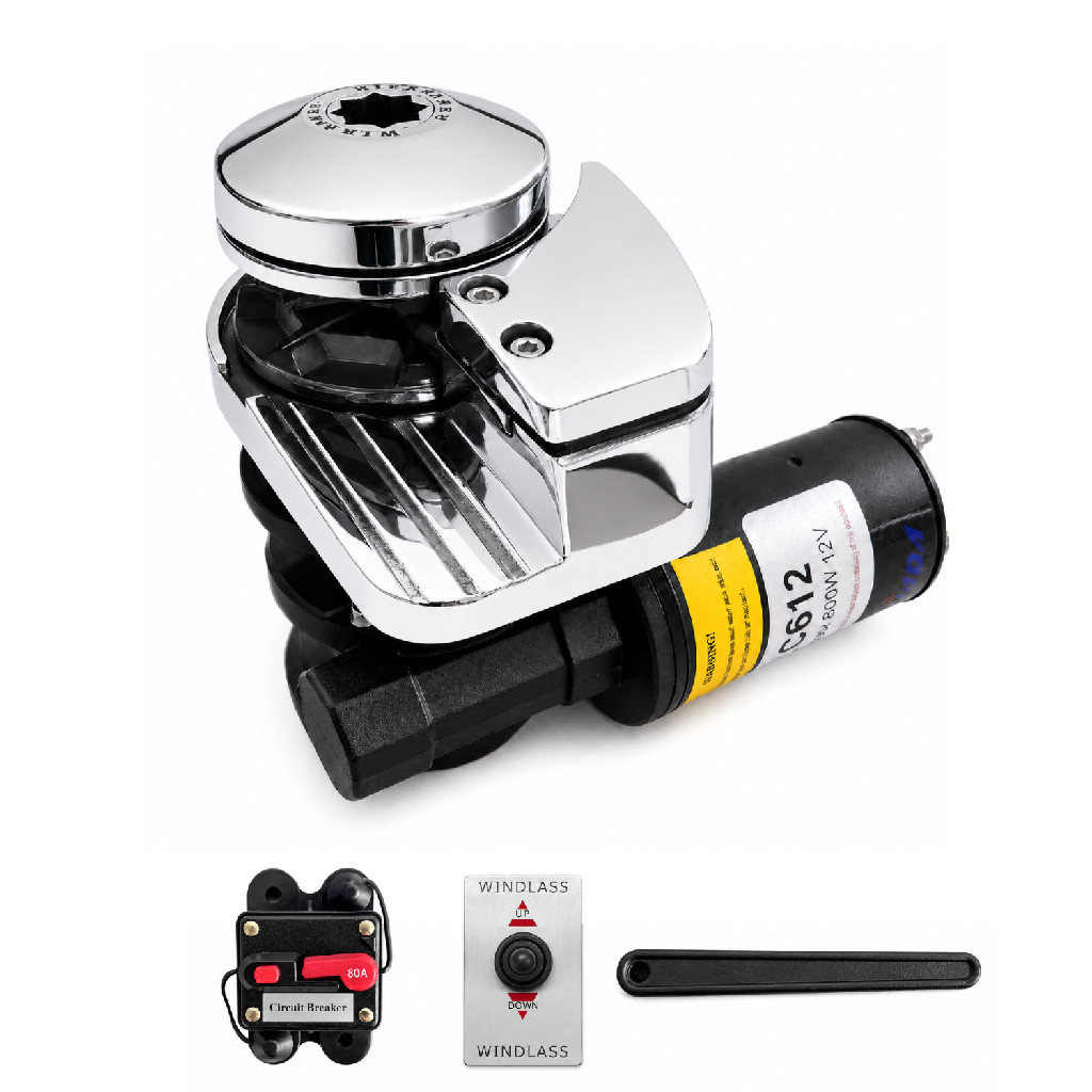 Guincho Elétrico 12v 600w Corrente 6mm Barco Lancha Horizontal Bada Para Âncora