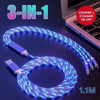 RGB Band LED light 3 Em 1 Cabo De Carregamento Rápido Tipo-C Micro USB Carga Rápida Color…