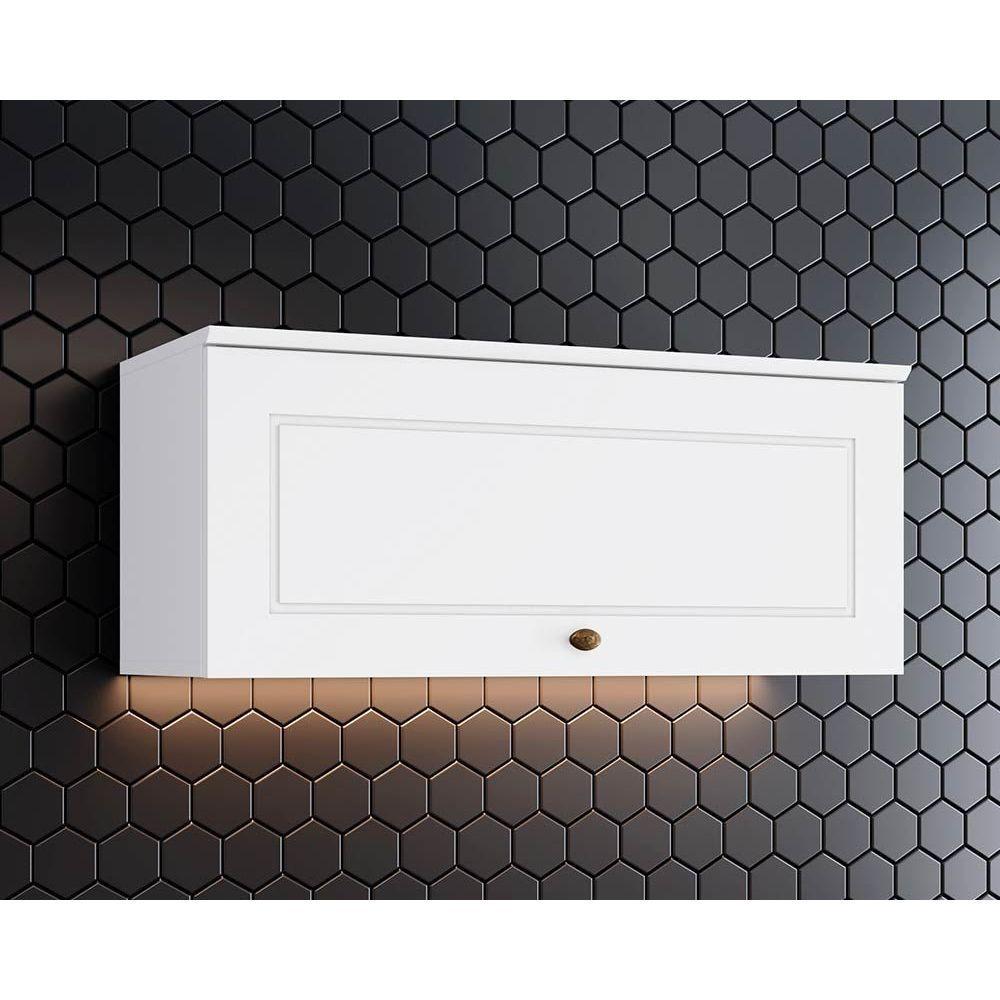 Armário Aéreo Cozinha Modulado Americana 1 Porta Basculante 80cm Branco - Henn