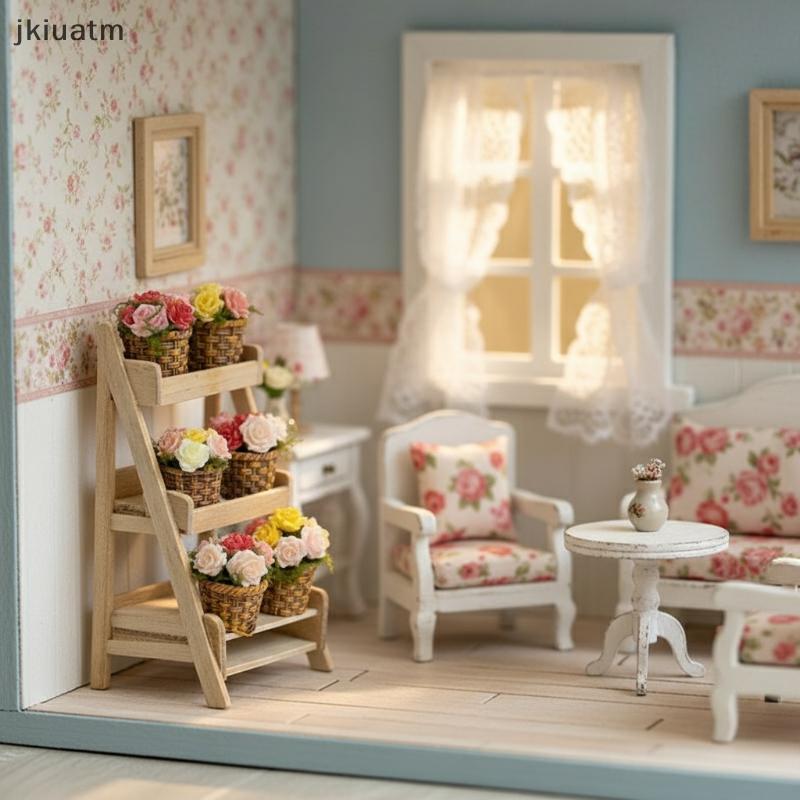 [jkiuatm] Mini Vaso De Flores Simulação Plantas Cesta Conjunto 6 Peças Para Crianças Decoração De Casa De Bonecas Displa
