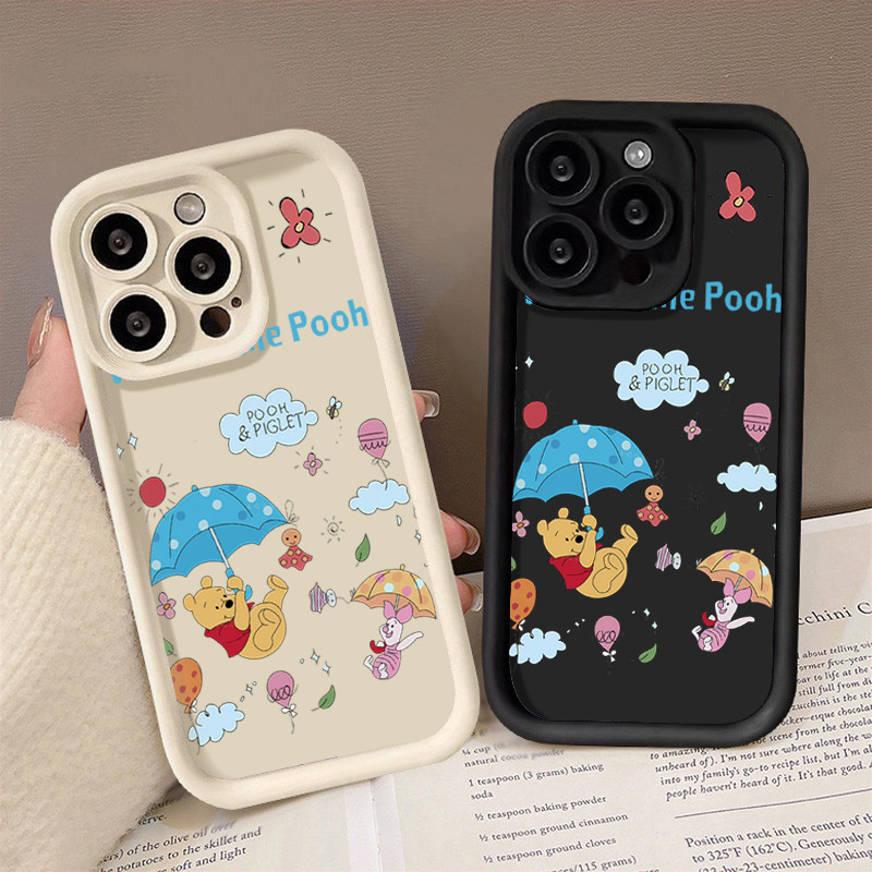 Capa Winnie the Pooh Silicone Líquido Para Samsung A05 A05s A15 A25 A35 A55 S23 S24 S23FE