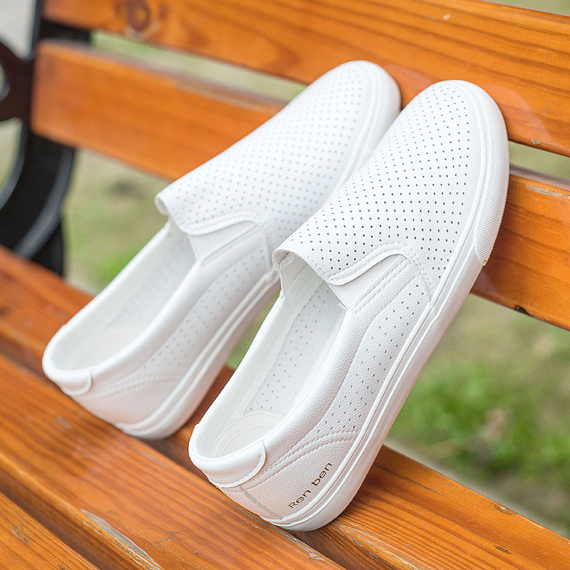 Humano novo estilo sapatos brancos sapatos femininos deslizamento-em sapatos de lona respirável tênis femininos sapatos