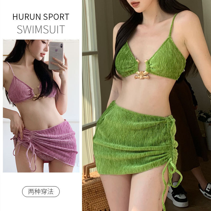 Roupa de praia feminina Conjunto biquíni + saída praia Biquíni praia Maiô feminino 2025 novo estilo verão Split Bikini s