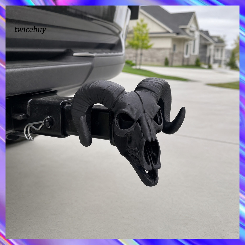 Heavy-duty Skull Hitch Trailer Head 3d Printed Ram Coupling Cover Black White Bone Design Durable Truck Rv Accessory for