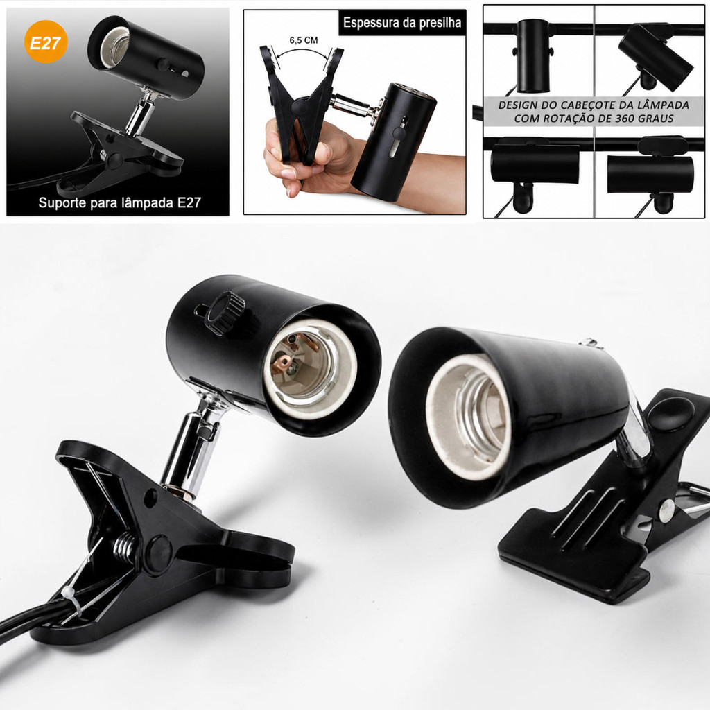 Luminária Suporte Lampada Repteis Pet NJ-02 NJ-03 UVA UVB Terrário 360 Jabuti Tartaruga Iguana
