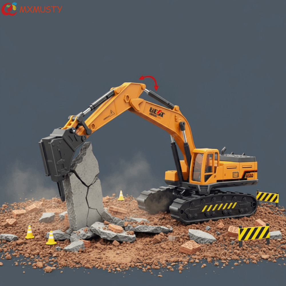 Bulldozer Fundido De Engenharia MXMUSTYZA , Mini Guindaste De Empilhadeira Amarela , Construção De Plástico