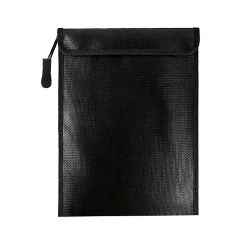 Funien Bolsa grande para documentos de dinheiro à prova de fogo, proteção atualizada com zíper para objetos de valor,