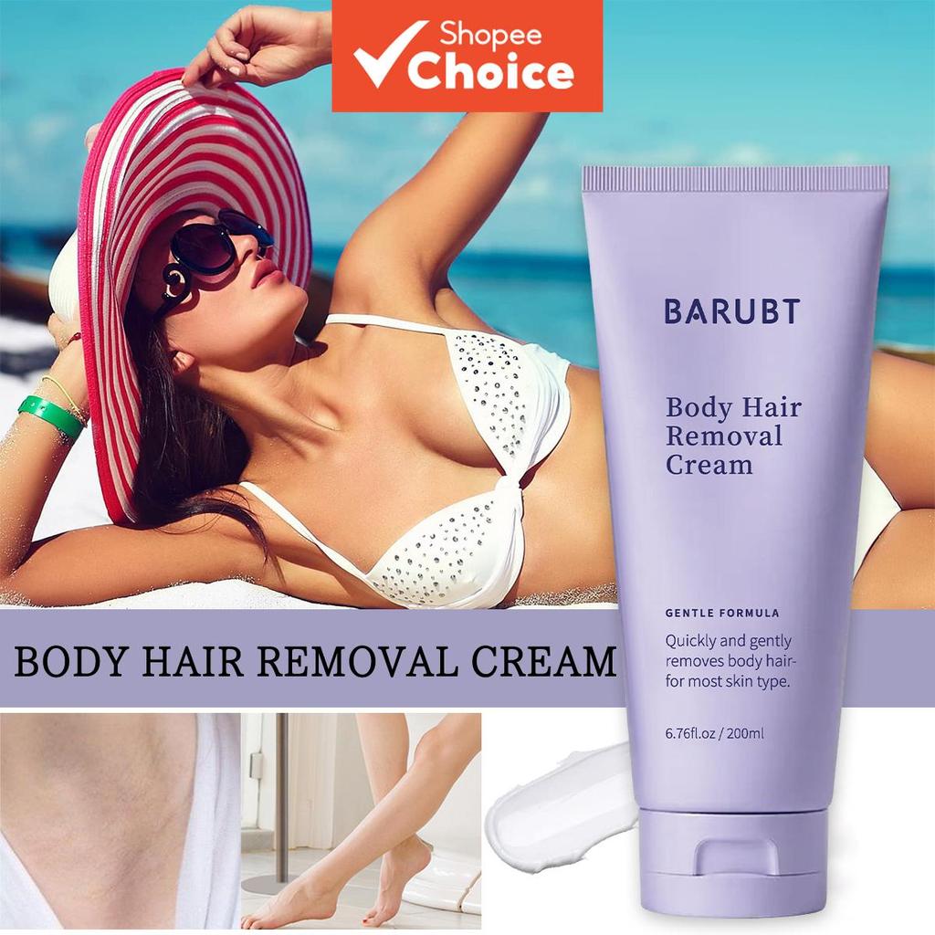 Creme depilatório corporal suave para pele sensível BARUBT, limpeza diária delicada, cuidado com os pelos e limpeza