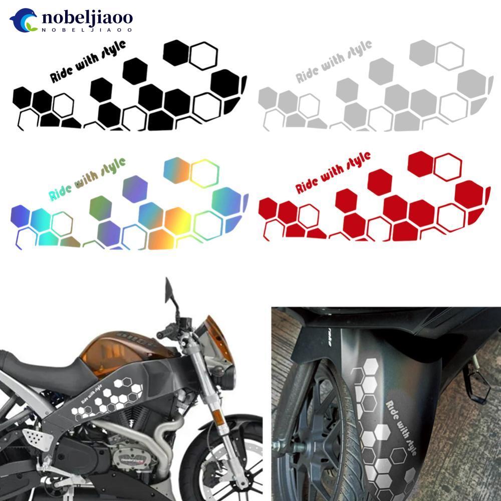 NOBELJIAOO Universal Motocicleta Frente Fender Corpo Pente Estilo Adesivos Reflexivos Decalque À Prova D'água I1N5