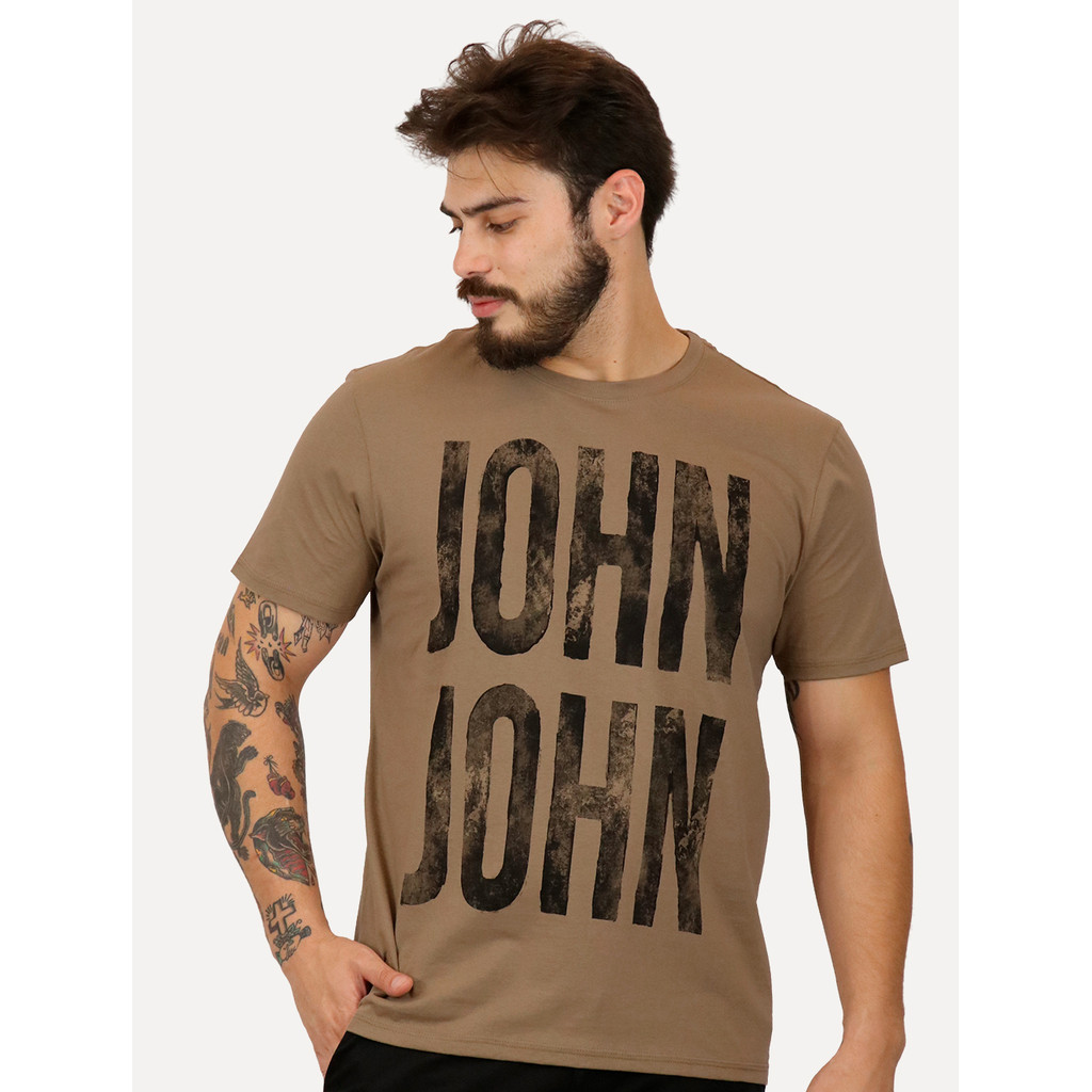 Camiseta John John Masculina Regular John Plaque Original Marrom