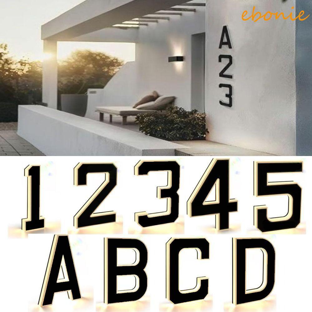 EBONIE LED Luz De Número De Casa , À Prova D'água 0-9 Abc Iluminado Sinal Sensor De Endereço
