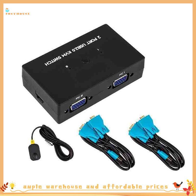 Switch KVM VGA De 2 Portas , Dois Em Um Com Controlador De Mesa , Conjunto Compartilhado De Teclado , Mouse E Monitor