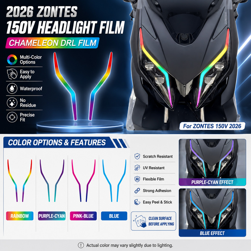Para ZONTES 150V Filme De Farol PVC Anti Risco Arco-Íris Colorido Adesivo Protetor Decalque Motocicleta