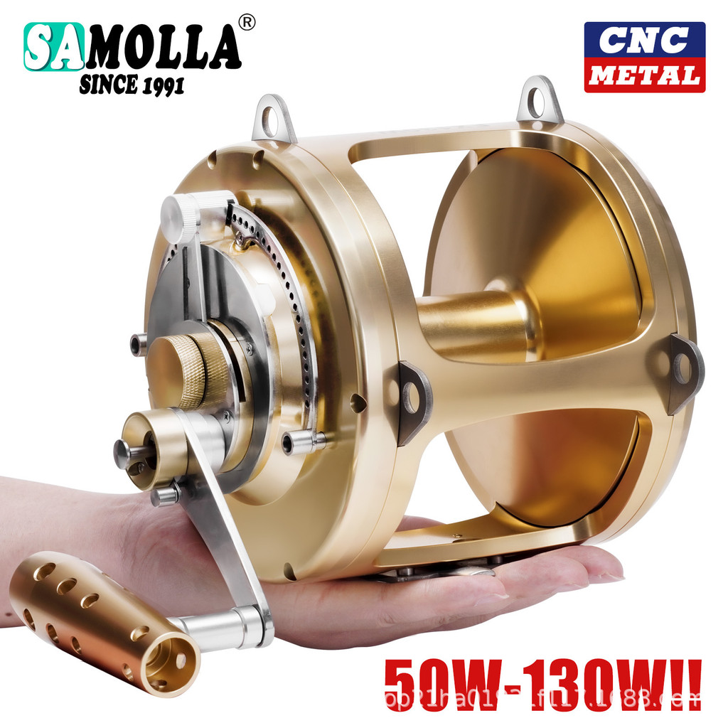 Todo o Metal CNC tambor roda mar profundo placa de ferro roda pesca gigante arma dourada roda Super grande modelo roda