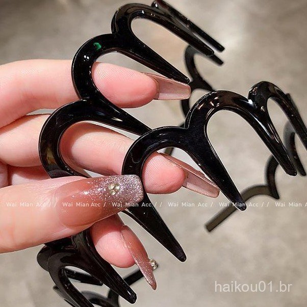 Base de tiara dentada para mulheres, de alta qualidade, com coroa alta, em resina preta, espessa e ultra macia, pode ser