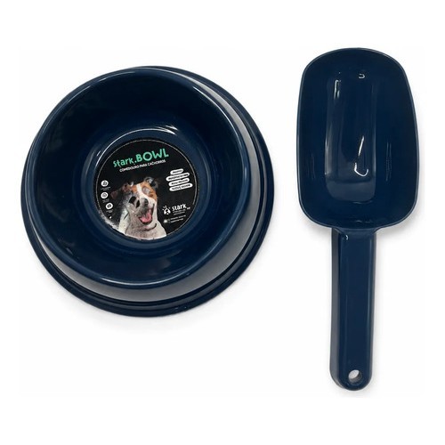 Kit Comedouro Cachorro Pequeno 350ml Com Pá Para Ração N/a Azul-escuro