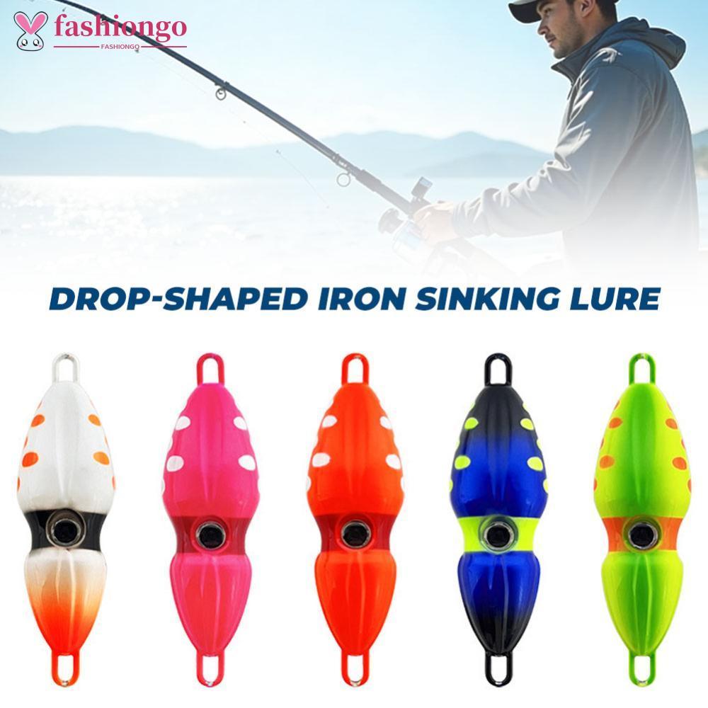 FASHIONGO 40G/60G Forma De Cabaça Jig De Afundamento Rápido De Baixa Resistência Long Cast Biônico Amendoim Lula Brilha