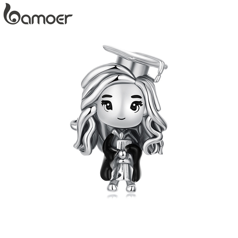 Bamoer Charm Girl Graduação Pingente DIY Para Pulseira Presentes Mulheres