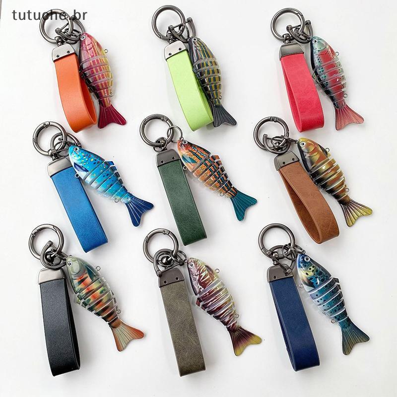 TU 3D Simulação Peixe Chaveiro Multi Articulado Acrílico Isca De Pesca Para Pescador Presente Carro Bapa Ornamento BR