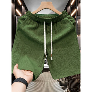Seersucker Shorts de secagem rápida masculino verão estilo fino gelo seda Casual calças médias americano solto esportes 