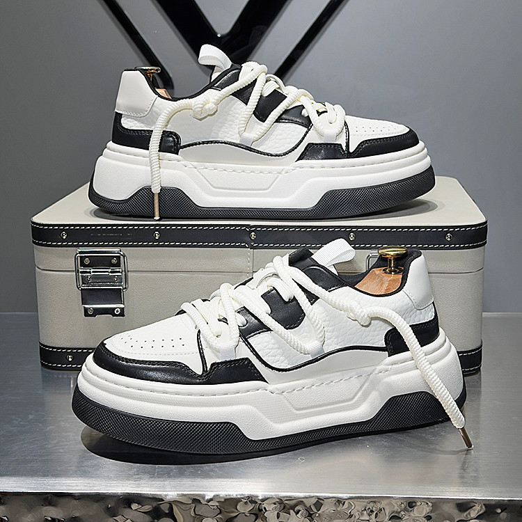 Sapatos masculinos de sola grossa sapatos brancos masculinos de couro de sola macia sapatos de aumento de altura 2026 no