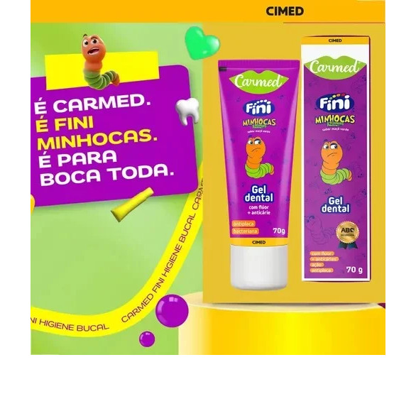 Kit Higiene Bucal Infantil Gel Dental 70g + Enxaguante Bucal Sabor Bala Com Flúor Proteção Contra Cáries SABOR MINHOCAS
