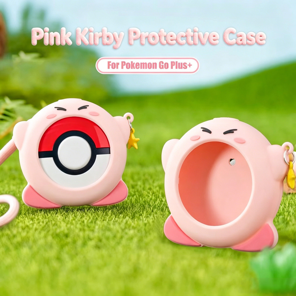 Capa Protetora Silicone Rosa Kirby para Pokemon Go Plus+ e Dispositivo Monitoramento Pokemon Sleep Macio Anti-impacto