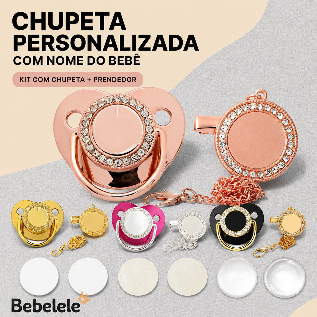 Chupeta de bebê, adequada para 6 a 12 meses, nomes e fotos exclusivos