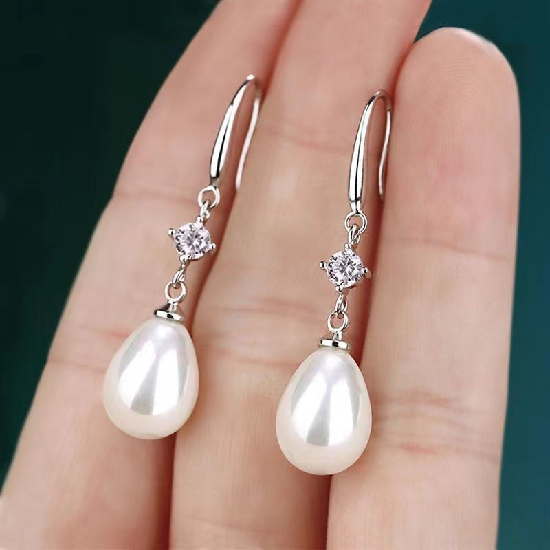 Brincos com pérolas naturais, pérolas puras S925, hipoalergênicos, presente de aniversário para namorada, pérolas de águ