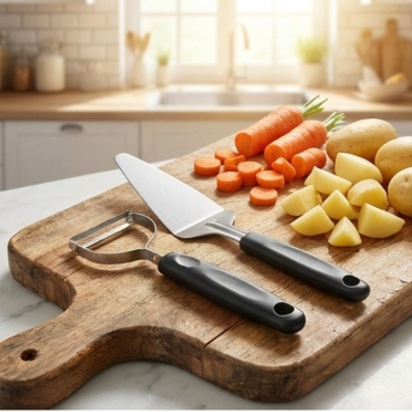 Kit Espátula Flexível + Descascador de Legumes Utilidades Casa