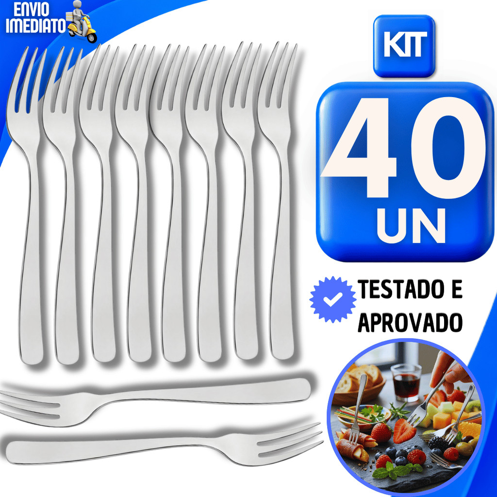 Conjunto 40 Garfo Garfos Para Petisco De Inox Premium Multiuso Utilidades Inoxidável