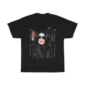 Camiseta Masculina Feminina Oversized Estampa Michael Jackson Óculos de Sol Foto T-shirt Streetwear Moda Pop Vintage