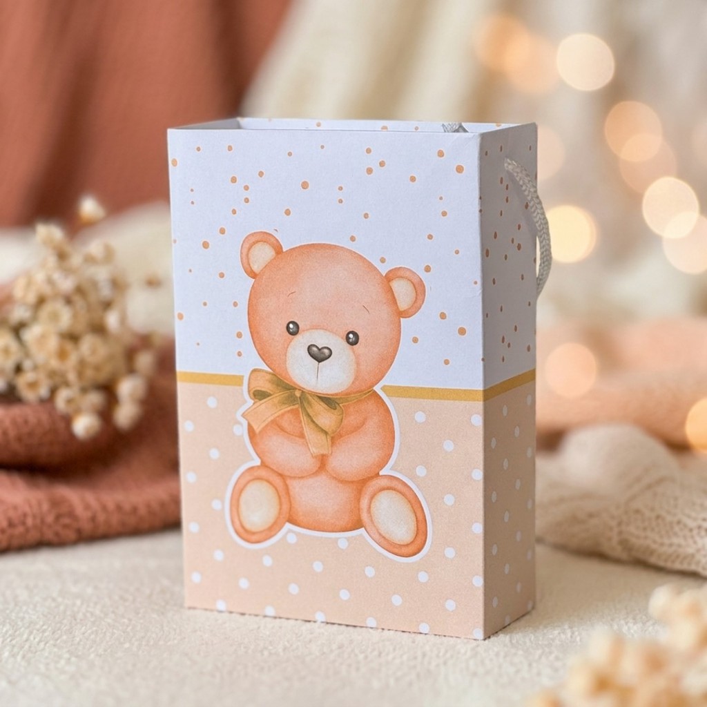 Mini Sacolinhas Ursinho NEUTRO - PEGUE E MONTE - PRONTA ENTREGA chá de bebê fraldas revelação mimos lembrancinhas festa