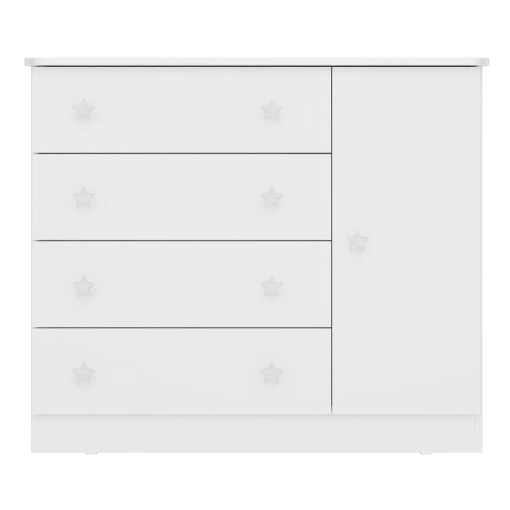 Cômoda Infantil Doce Sonho 1 Porta 4 Gavetas Branco - Qmovi