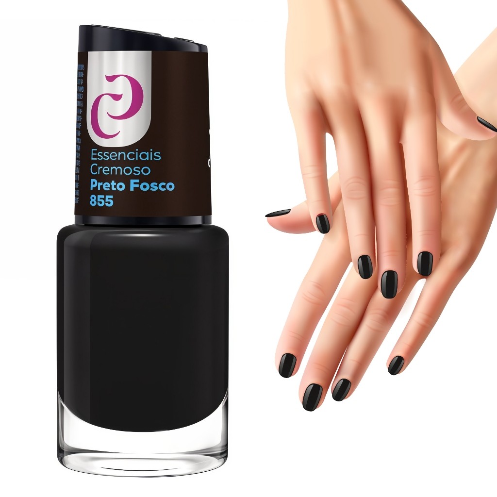 Esmalte Cremoso Cor Preto Fosco Manicure Pedicure Unha Longa Duração Cora