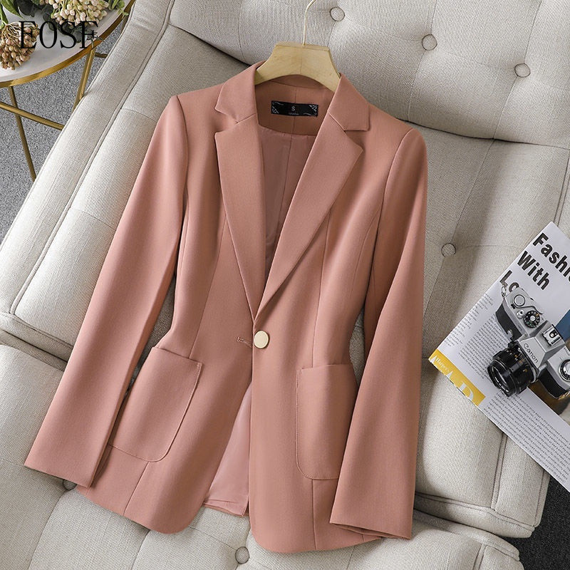 Blazer feminino sob medida com forro, tamanho grande, alongado, forrado, sob medida, preto, corte slim, casaco formal fe