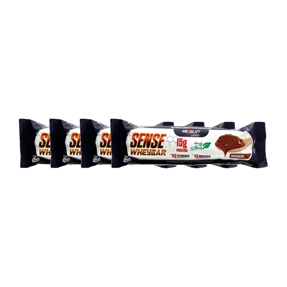 Kit 4 Barra de proteína Sense Whey Bar Absolut Nutrition Sabor Brigadeiro 15g de Proteína Adoçado com Stevia 45g