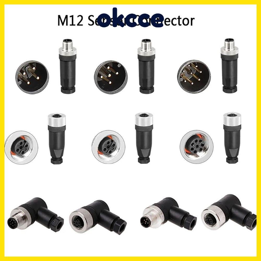 Conector Do Sensor OKCCE M12 , Plugue Macho E Fêmea PG7 À Prova D'água De Aviação M12 Com Ângulo De Curvatura De 4 5 8 P