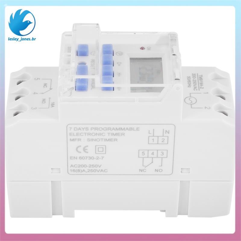 [lesley_jones.br] TM919A-2 Interruptor De Tempo Digital Programável Controle De Temporizador De Relé AC 220V 16A Montage