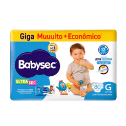 Fralda Babysec Ultrasec Giga Tamanho G 80 Unidades Descartáveis