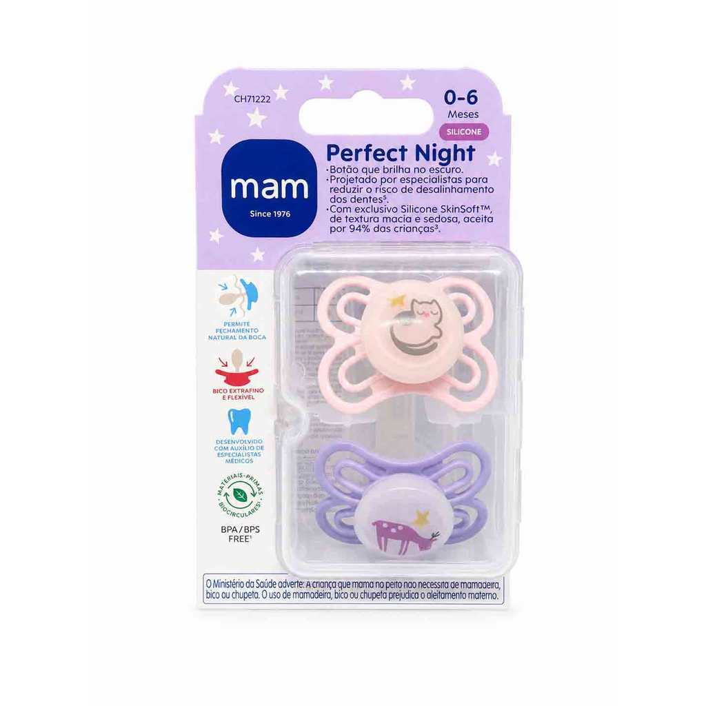 Chupeta MAM Perfect Night Silicone SkinSoft Kit 2 0-6 Meses
