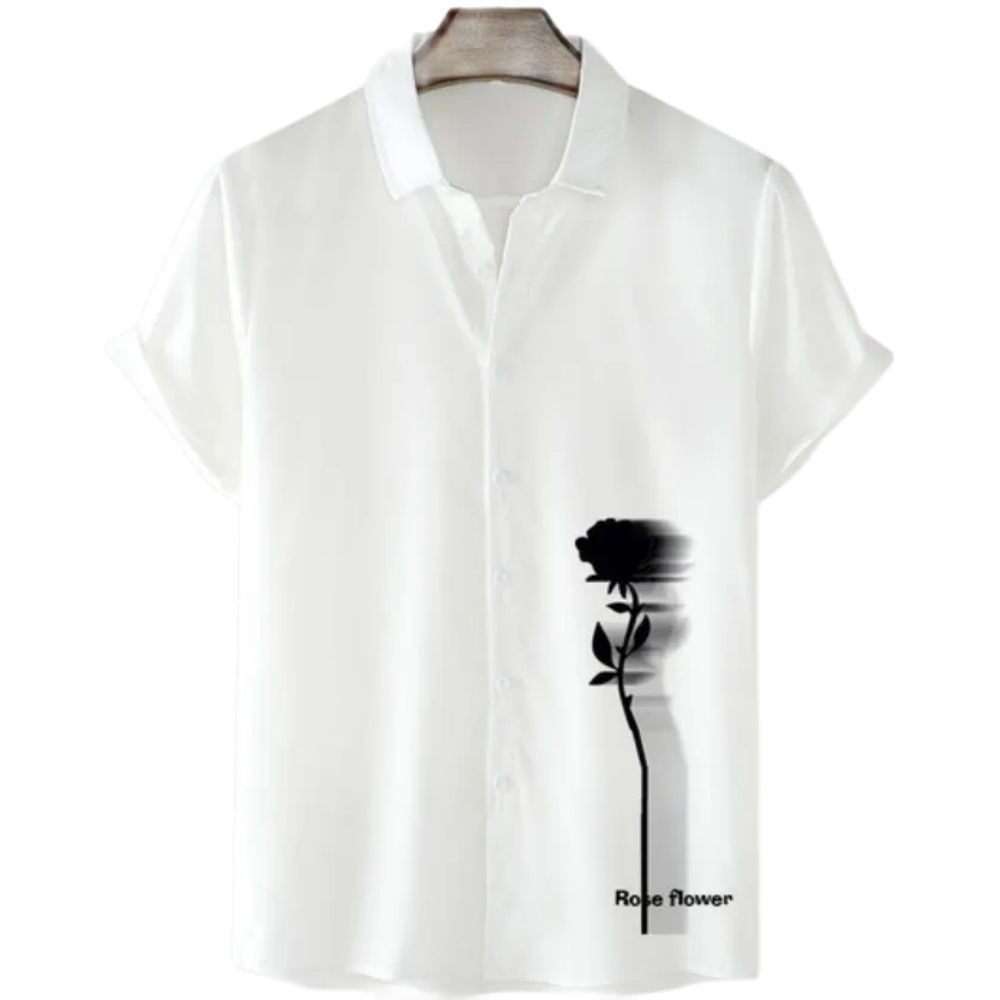 Camisa Masculina De Verão Flor Padrão Impressão Férias Lazer Havaiano Esportes De Manga Curta Tendência De Alta Qualidad