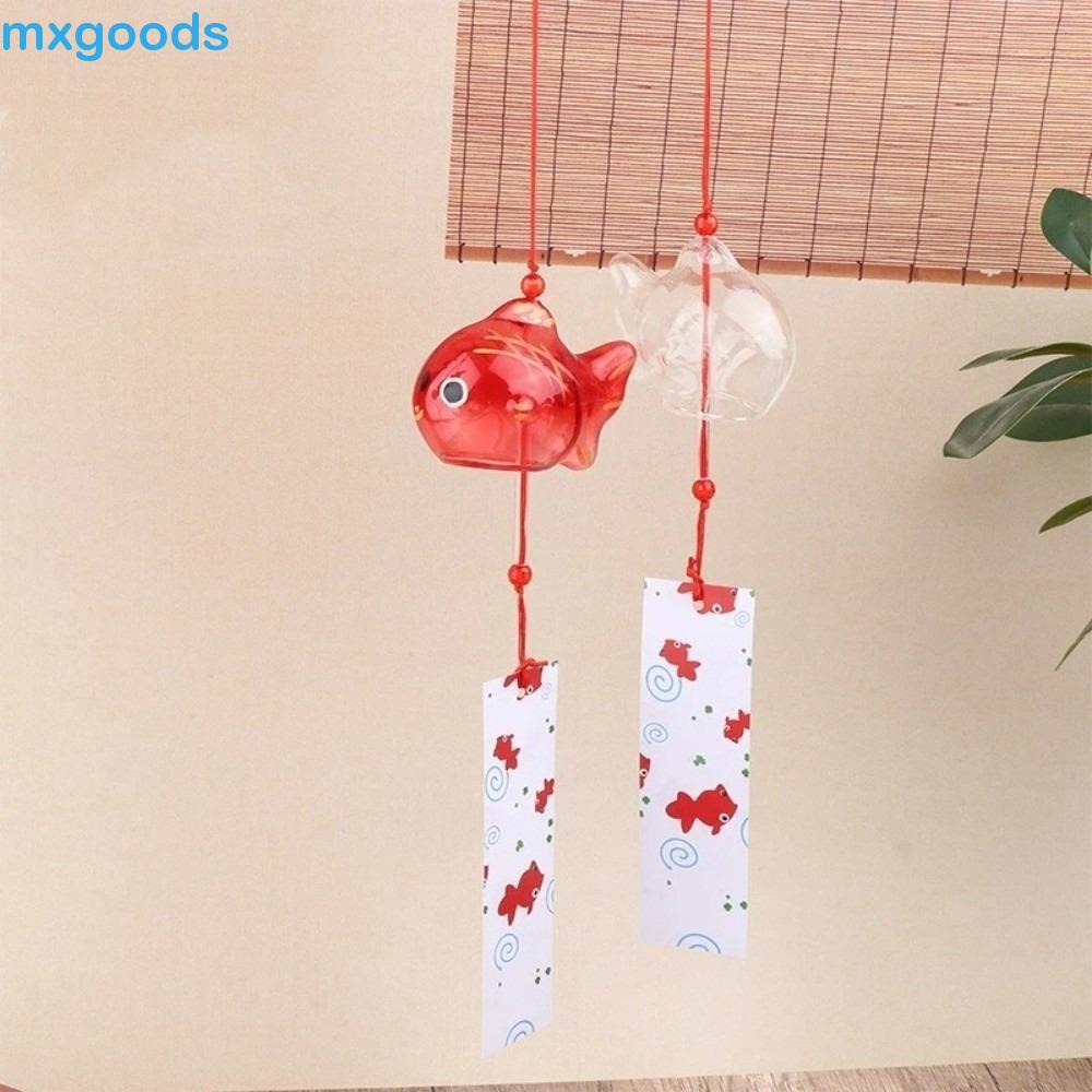 MXGOODS1 Carrilhão De Vento De Peixe Dourado , Transparente Pintado À Mão , Ornamento De Suspensão De Vidro