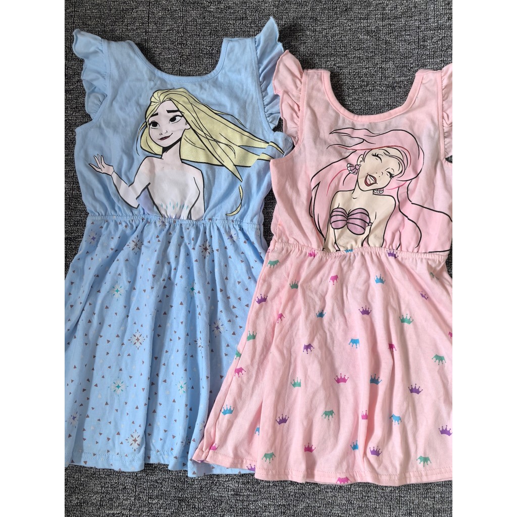 Meninas Elsa sereia princesa novo estilo crianças vestido de verão manga curta estilo ocidental vestido de princesa Halt