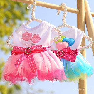 Vestido com Estampa de Lábios para Cães - Saia Floral com Renda, Design Único para Animais de Estimação UFHD