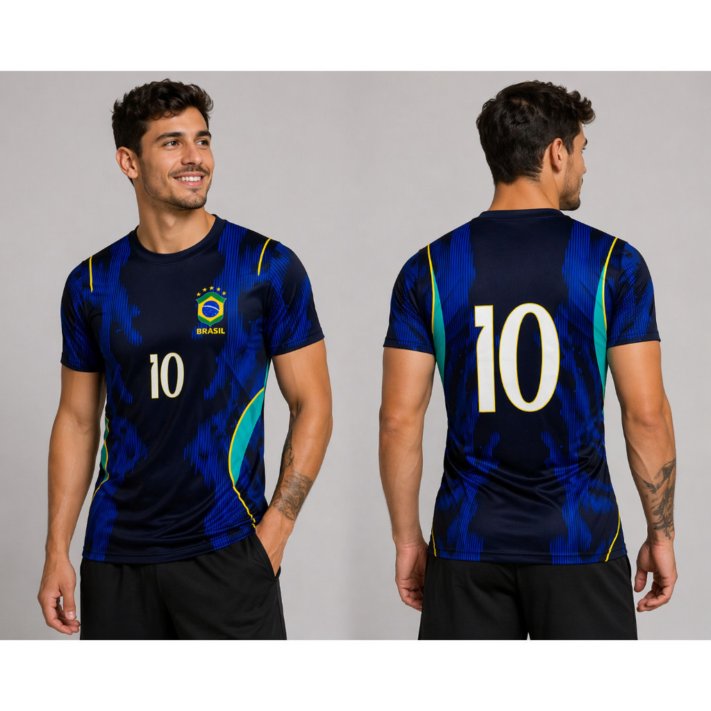 Camisa Masculina Seleção Brasileira Futebol Esportiva Casual Academia Torcedor