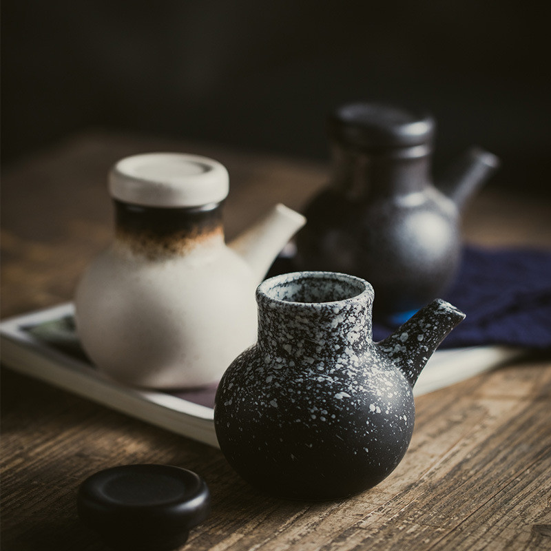 Pote grande para vinagre, garrafa de óleo estilo japonês para restaurante com tampa, frasco de cerâmica para temperos, p