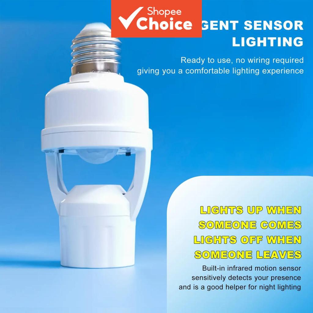 E27 Lâmpada LED com soquete de rosca, suporte plástico redondo 2026, adaptador branco AC100-240V, economia de energia,