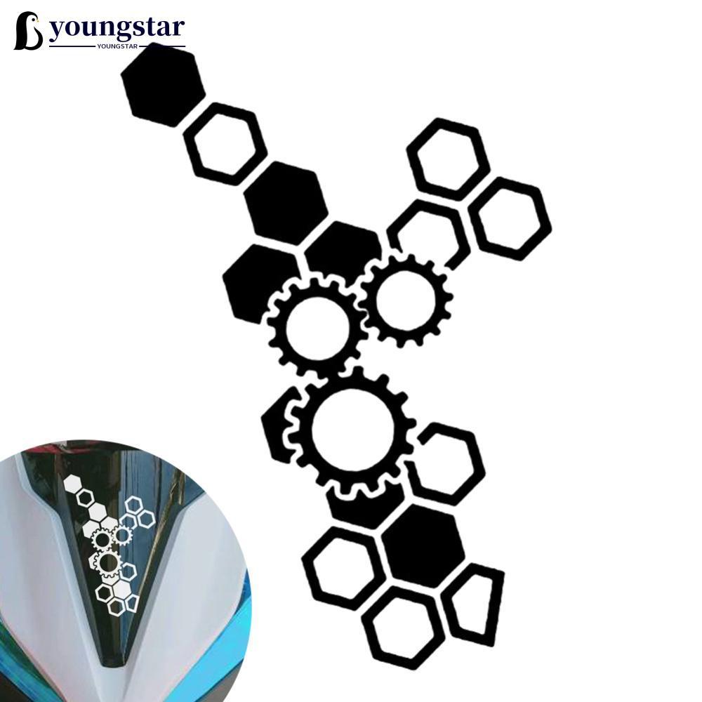 YOUNGSTAR Motocicleta Frente Rosto Fender Adesivos Modificação Favo De Mel Engrenagem Decalque Reflexivo À Prova Dwaterp